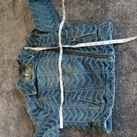 Free People punched chevron moto jacket Chevy Blue - Picture 8 of 10